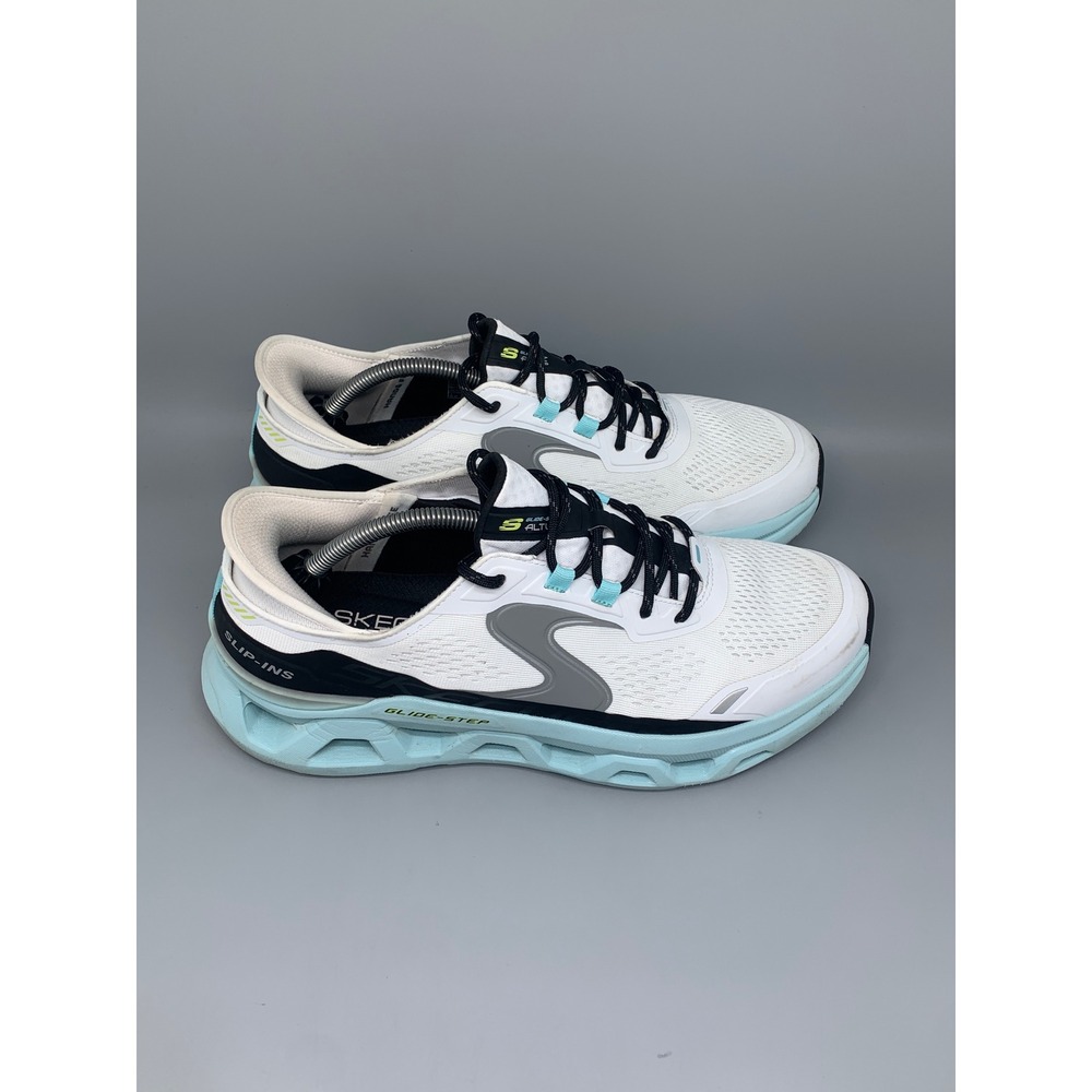 Skechers Slip-ins Glide-Step Altis White Blue Running Shoes‎ Men's Sz 10.5